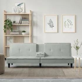 Sofá cama con portavasos terciopelo gris claro de vidaXL, Sofás - Ref: Foro24-351920, Precio: 298,42 €, Descuento: %