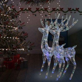 Renos de Navidad acrílico 250 LED 2 uds multicolor 180 cm en Decoración Festiva y Estacional | Comprar online en Foru.es