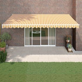 Toldo retráctil aluminio y tela amarillo y blanco 5x3 m en Toldos | Comprar online en Foru.es
