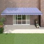 Toldo retráctil aluminio y tela azul y blanco 5x3 m en Toldos | Comprar online en Foru.es
