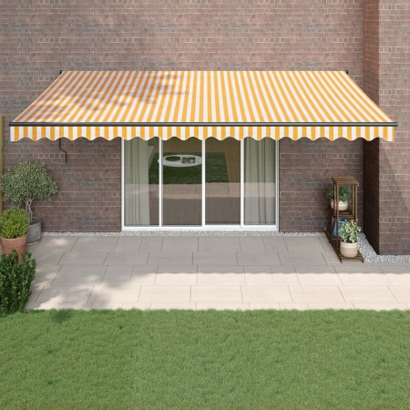 Toldo retráctil aluminio y tela amarillo y blanco 5x3 m en Toldos | Comprar online en Foru.es