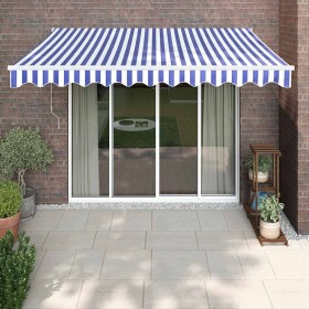 Toldo retráctil automático azul y blanco 3,5x2,5 m en Toldos | Comprar online en Foru.es