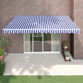 Toldo retráctil automático azul y blanco 4x3 m en Toldos | Comprar online en Foru.es