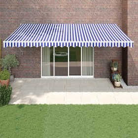 Toldo retráctil automático azul y blanco 5x3 m en Toldos | Comprar online en Foru.es
