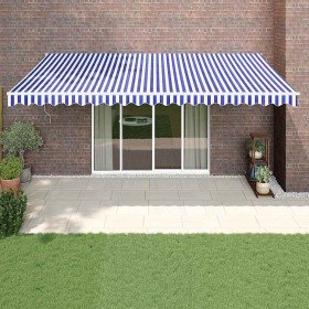 Toldo retráctil automático azul y blanco 5x3 m en Toldos | Comprar online en Foru.es