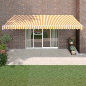 Toldo retráctil automático amarillo y blanco 5x3 m en Toldos | Comprar online en Foru.es