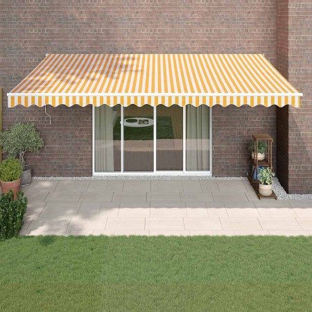 Toldo retráctil automático amarillo y blanco 5x3 m en Toldos | Comprar online en Foru.es