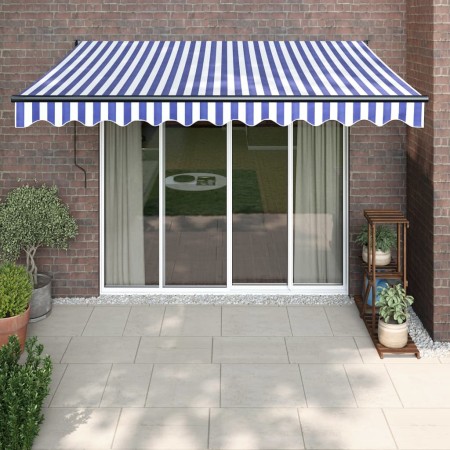 Toldo retráctil automático azul y blanco 3x2,5 m en Toldos | Comprar online en Foru.es