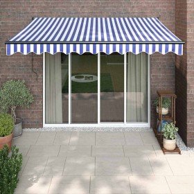 Toldo retráctil automático azul y blanco 3,5x2,5 m en Toldos | Comprar online en Foru.es