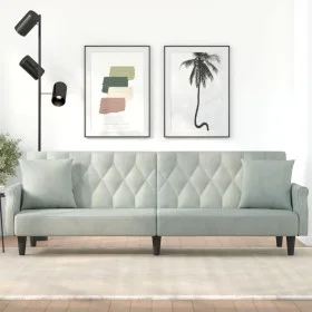 Sofá cama con reposabrazos terciopelo gris claro de vidaXL, Sofás - Ref: Foro24-351944, Precio: 299,62 €, Descuento: %