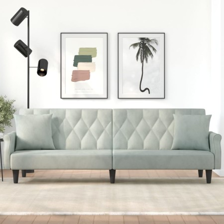 Sofá cama con reposabrazos terciopelo gris claro de vidaXL, Sofás - Ref: Foro24-351944, Precio: 303,17 €, Descuento: %