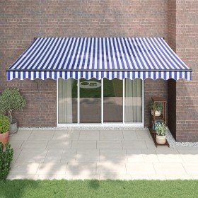 Toldo retráctil automático azul y blanco 4,5x3 m en Toldos | Comprar online en Foru.es