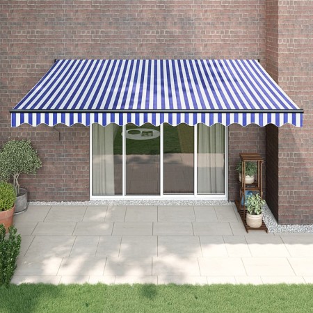 Toldo retráctil automático azul y blanco 4,5x3 m en Toldos | Comprar online en Foru.es