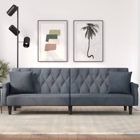 Sofá cama con reposabrazos terciopelo gris oscuro de vidaXL, Sofás - Ref: Foro24-351945, Precio: 320,70 €, Descuento: %