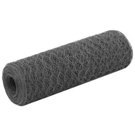Steel chicken wire with gray PVC coating 25x0.5 m by vidaXL, fence panels - Ref: Foro24-143273, Price: 22,02 €, Discount: %
