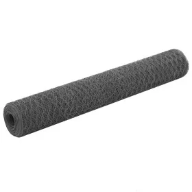 Steel chicken wire with gray PVC coating 25x1 m by vidaXL, fence panels - Ref: Foro24-143280, Price: 37,36 €, Discount: %