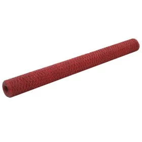 Steel chicken wire with red PVC coating 25x1.5 m by vidaXL, fence panels - Ref: Foro24-143315, Price: 55,20 €, Discount: %
