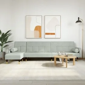 Sofá cama en forma de L terciopelo gris claro 271x140x70 cm de vidaXL, Sofás - Ref: Foro24-3157221, Precio: 484,05 €, Descuen...