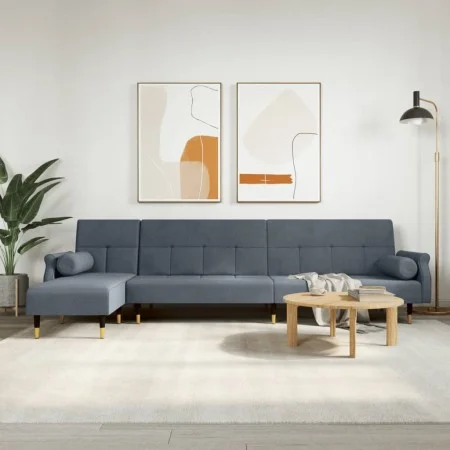 Sofá cama en forma de L terciopelo gris oscuro 271x140x70 cm de vidaXL, Sofás - Ref: Foro24-3157222, Precio: 462,64 €, Descue...