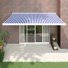 Toldo retráctil aluminio y tela azul y blanco 4x3 m en Toldos | Comprar online en Foru.es
