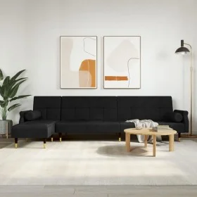 Sofá cama en forma de L terciopelo negro 271x140x70 cm de vidaXL, Sofás - Ref: Foro24-3157224, Precio: 470,44 €, Descuento: %