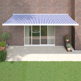 Toldo retráctil aluminio y tela azul y blanco 5x3 m en Toldos | Comprar online en Foru.es