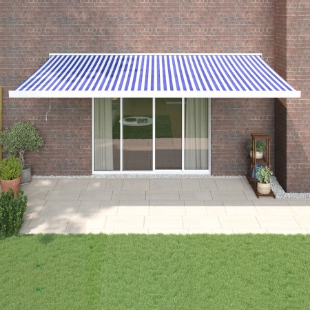 Toldo retráctil aluminio y tela azul y blanco 5x3 m en Toldos | Comprar online en Foru.es