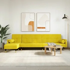 Sofá cama en forma de L terciopelo amarillo 271x140x70 cm de vidaXL, Sofás - Ref: Foro24-3157225, Precio: 471,97 €, Descuento: %