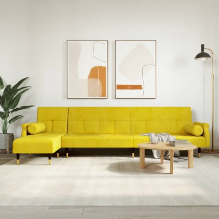 Sofá cama en forma de L terciopelo amarillo 271x140x70 cm de vidaXL, Sofás - Ref: Foro24-3157225, Precio: 474,20 €, Descuento: %