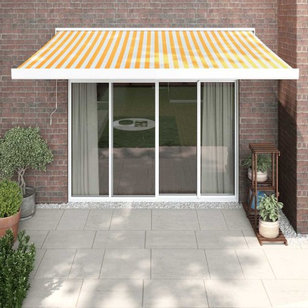 Toldo retráctil aluminio y tela amarillo y blanco 3,5x2,5 m en Toldos | Comprar online en Foru.es