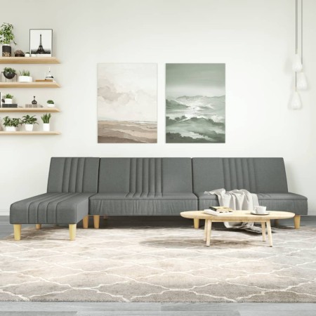 Sofá cama en forma de L tela gris oscuro 255x140x70 cm de vidaXL, Sofás - Ref: Foro24-3157236, Precio: 404,89 €, Descuento: %
