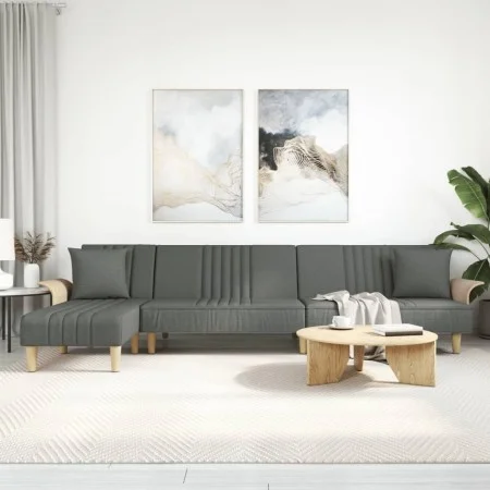 Sofá cama en forma de L tela gris oscuro 279x140x70 cm de vidaXL, Sofás - Ref: Foro24-3157239, Precio: 443,85 €, Descuento: %