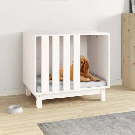Caseta para perros madera maciza de pino blanco 70x50x62 cm de vidaXL, Casetas para perros - Ref: Foro24-822482, Precio: 103,...