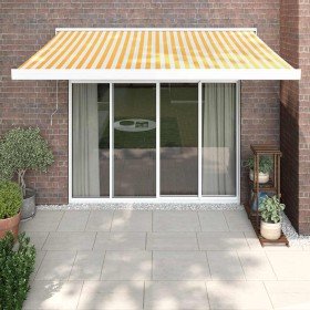 Toldo retráctil aluminio y tela amarillo y blanco 3,5x2,5 m en Toldos | Comprar online en Foru.es