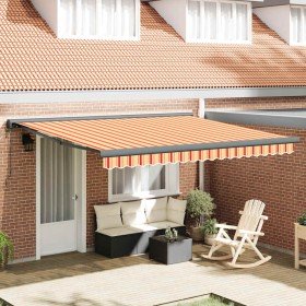 Toldo retráctil aluminio y tela amarillo y blanco 4x3 m en Toldos | Comprar online en Foru.es