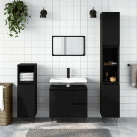Armario de baño madera contrachapada negro 65x33x60 cm de vidaXL, Tocadores de baño - Ref: Foro24-831605, Precio: 64,78 €, De...