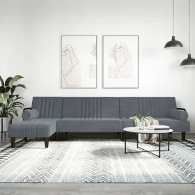 Sofá cama en forma de L terciopelo gris oscuro 260x140x70 cm de vidaXL, Sofás - Ref: Foro24-3157243, Precio: 420,02 €, Descue...