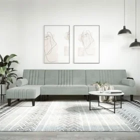 Sofá cama en forma de L terciopelo gris claro 260x140x70 cm von vidaXL, Sofas - Ref: Foro24-3157242, Preis: 412,62 €, Rabatt: %