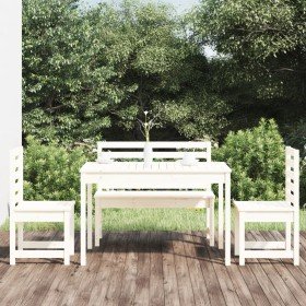 Juego de comedor de jardín 4 piezas madera maciza pino blanco en Conjuntos de jardín | Comprar online en Foru.es