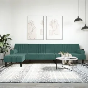 L-shaped sofa bed dark green velvet 260x140x70 cm by vidaXL, Sofas - Ref: Foro24-3157244, Price: 414,91 €, Discount: %