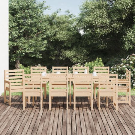 Juego de comedor de jardín 11 piezas madera maciza de pino en Conjuntos de jardín | Comprar online en Foru.es
