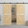 Puerta corredera con herrajes madera maciza de pino 100x210 cm de vidaXL, Puertas - Ref: Foro24-3057503, Precio: 242,65 €, De...