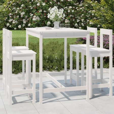 Set de mesa y taburetes altos jardín 5 pzas madera pino blanco en Conjuntos de jardín | Comprar online en Foru.es