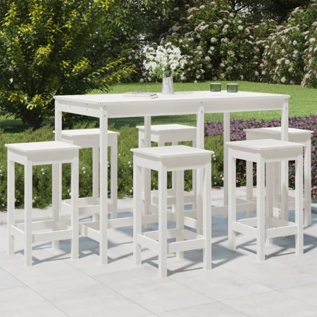 Set de mesa y taburetes altos jardín 7 pzas madera pino blanco en Conjuntos de jardín | Comprar online en Foru.es