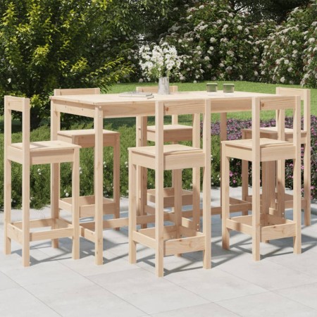 Set de mesa y taburetes altos jardín 7 pzas madera maciza pino en Conjuntos de jardín | Comprar online en Foru.es