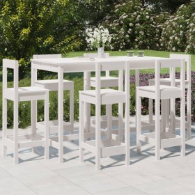 Set de mesa y taburetes altos jardín 7 pzas madera pino blanco en Conjuntos de jardín | Comprar online en Foru.es