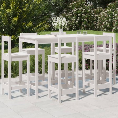 Set de mesa y taburetes altos jardín 7 pzas madera pino blanco en Conjuntos de jardín | Comprar online en Foru.es