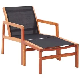 Silla de jardín con reposapiés madera de eucalipto y textilene de vidaXL, Sillas de jardín - Ref: Foro24-48702, Precio: 136,3...