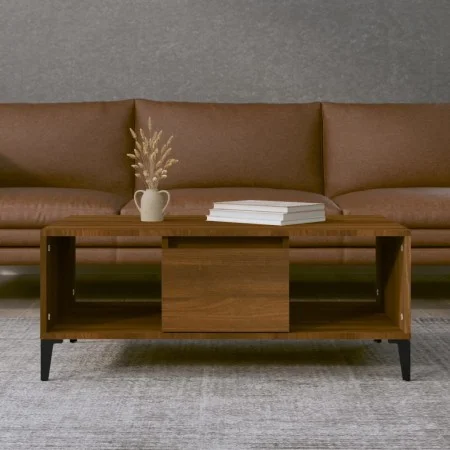 Mesa de centro madera contrachapada marrón roble 90x50x36,5 cm de vidaXL, Mesas de centro - Ref: Foro24-821075, Precio: 49,21...