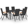 Juego de comedor para jardín 7 piezas negro y marrón de vidaXL, Conjuntos de jardín - Ref: Foro24-3060085, Precio: 612,01 €, ...